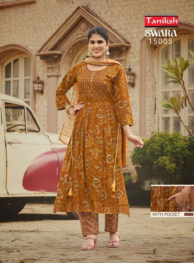 Swara Vol 15 By Taniksh Rayon Printed Kurti With Bottom Dupatta Wholesale Shop In Surat
